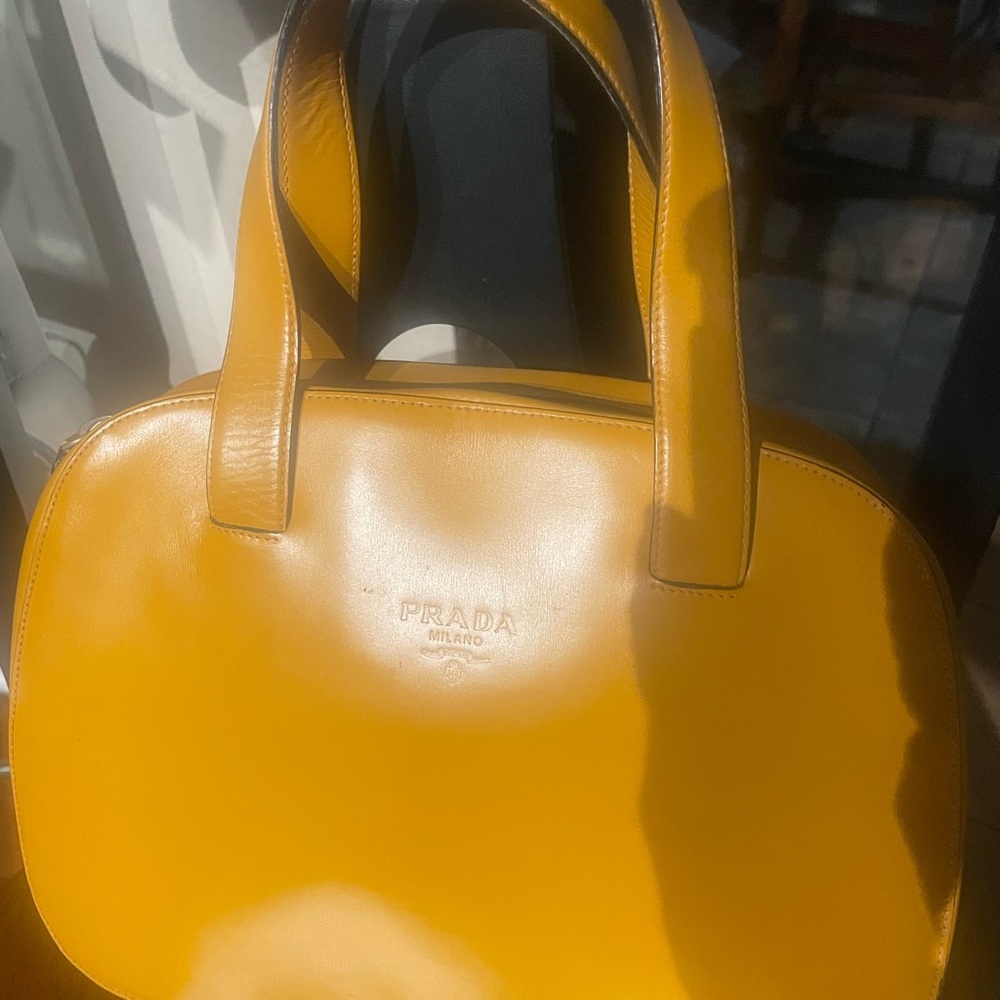 Prada Mustard Yellow Leather Shoulder Bag